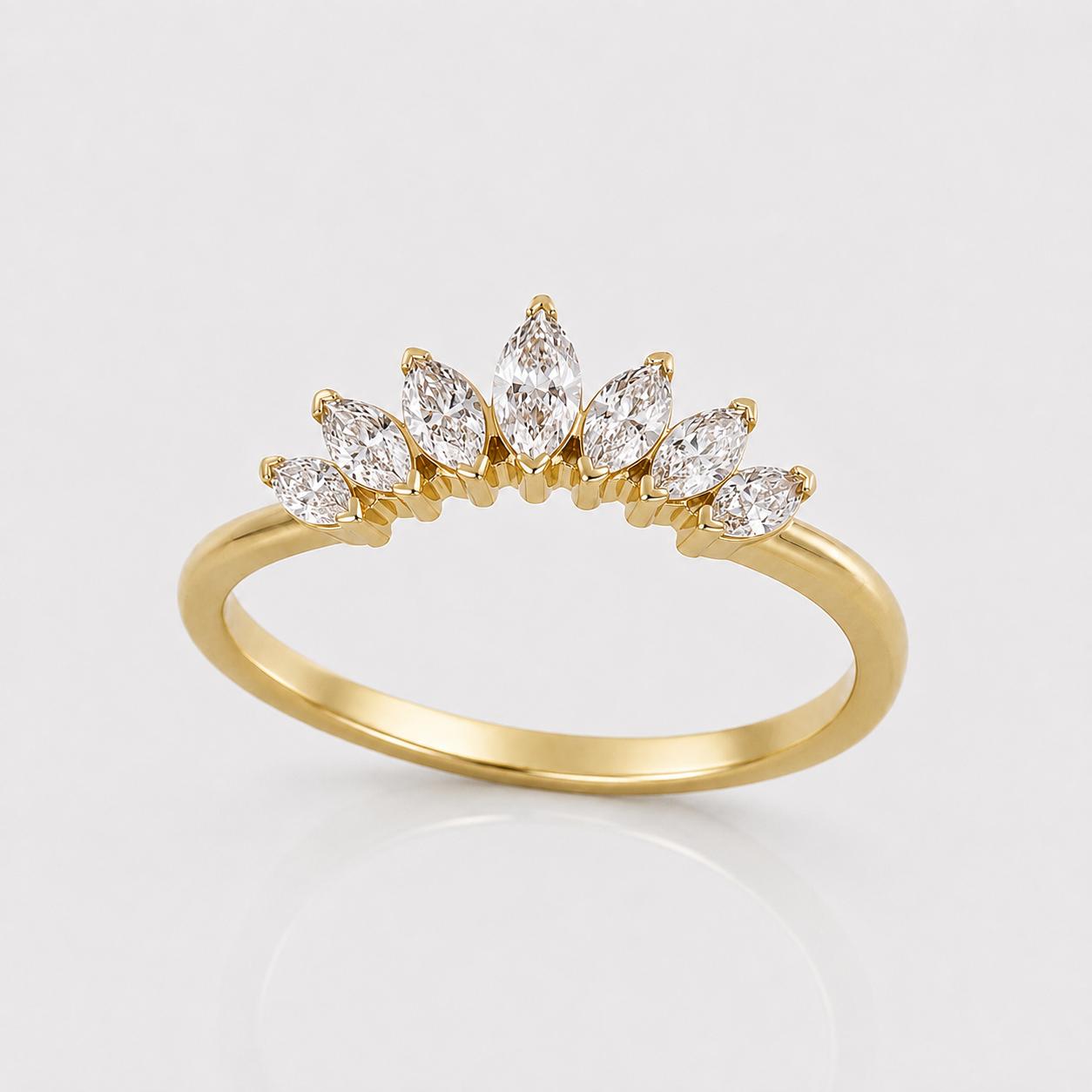 R6ABB Seven Marquise Diamonds Gold Engagement Ring - Image 1