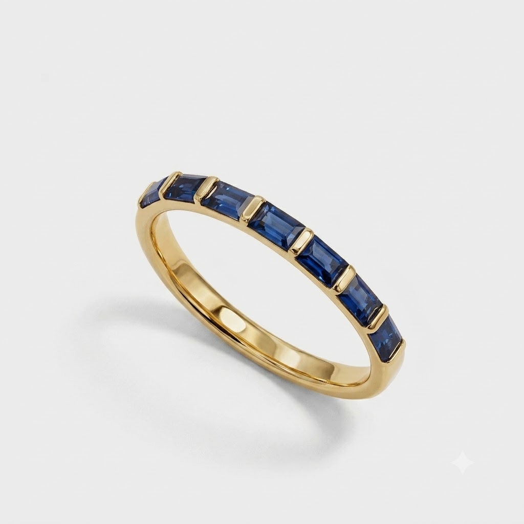 4R56H Gold Ring with Baguette-Cut Sapphires - Image 1