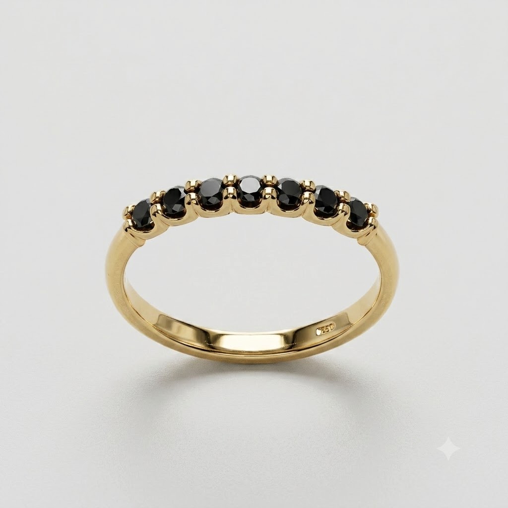 Classic Gold Ring with Black Diamonds