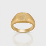 Signature Wide Gold Signet Ring with Personalized Fingerprint