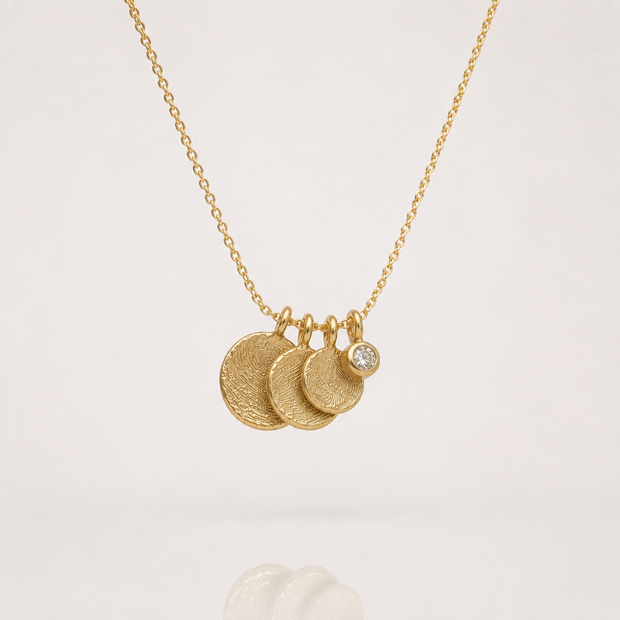 N32D1 Custom Fingerprint pendant necklace with a solitaire diamond - Image 1
