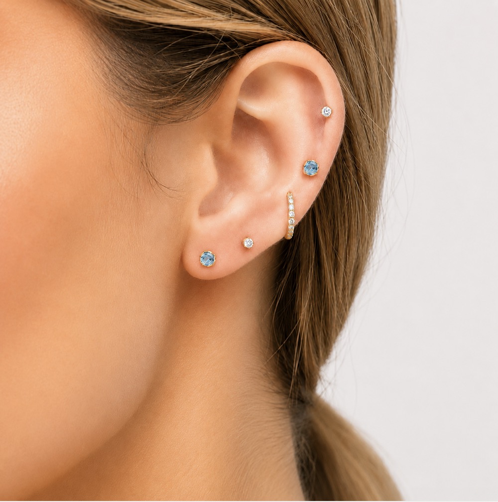 smadar studs עגילי בלו טופז קראון – תמונה 1