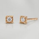 Square Vintage Stud Diamonds Earrings