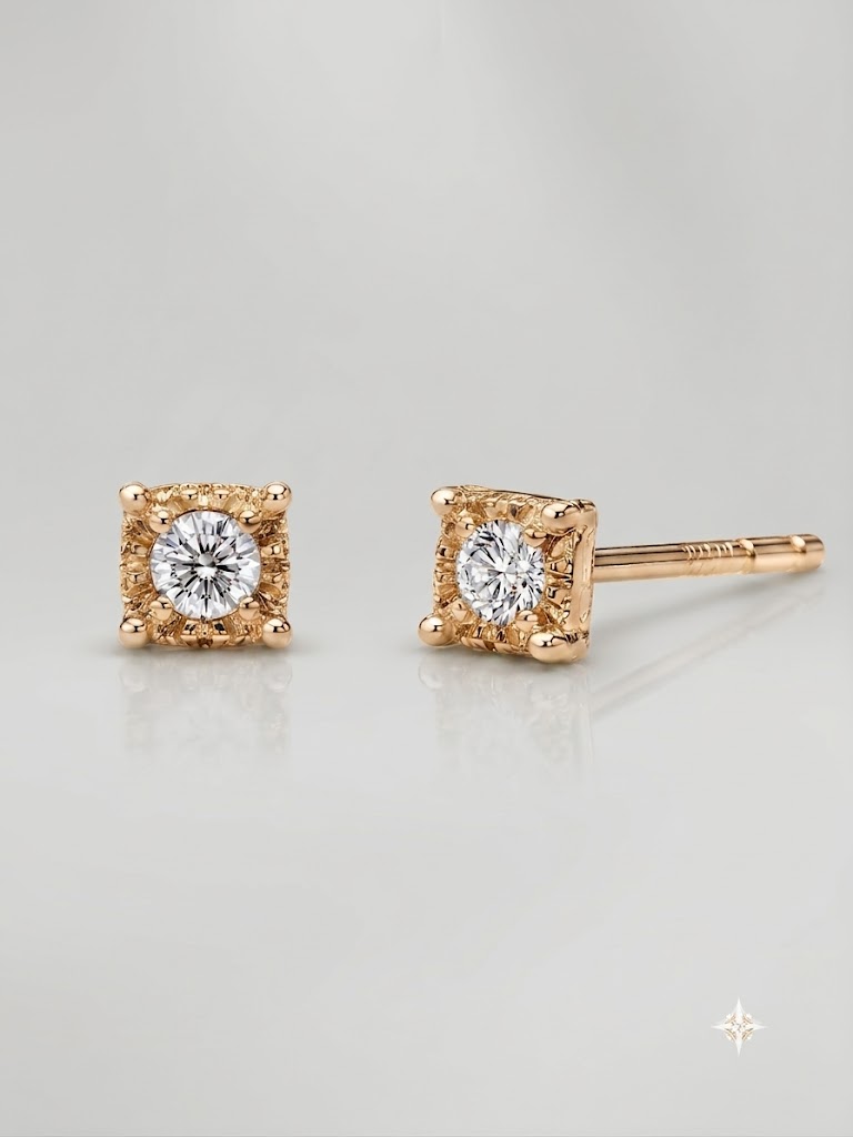 Square Vintage Stud Diamonds Earrings